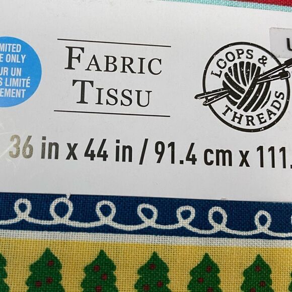 1917 - NWT Loops & Threads fabric tissu 1 yard of cotton fabric Christmas tree - Picture 2 of 7